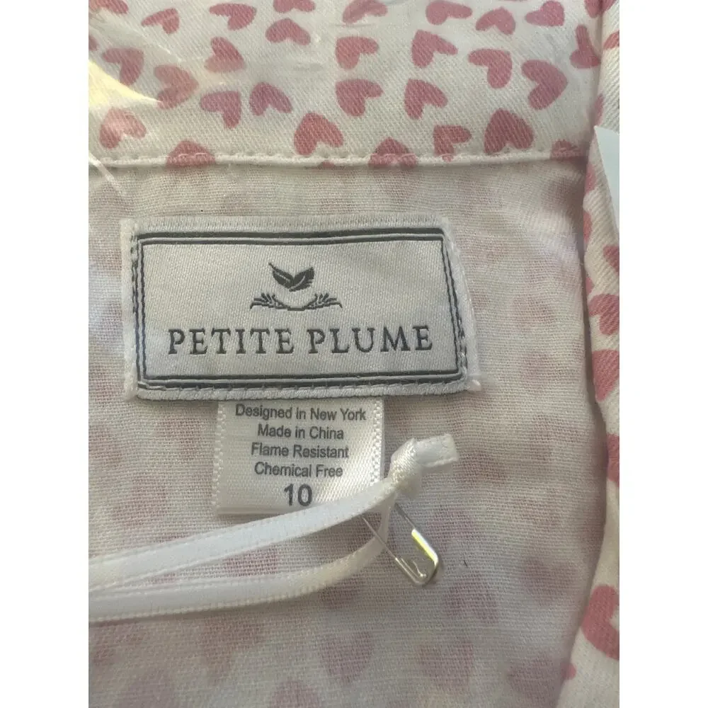 Petite Plume Sweethearts Classic Pajama Set White, Red, Pink Girls Size 10 New